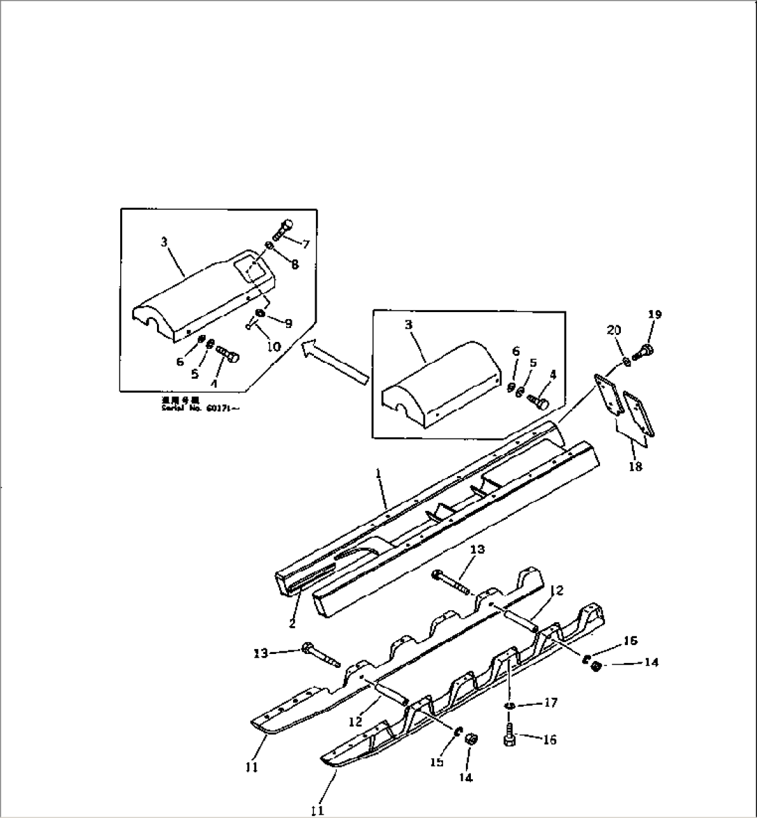 TRACK FRAME (WITH MONO BLOCK TYPE TRACK ROLLER GUARD)