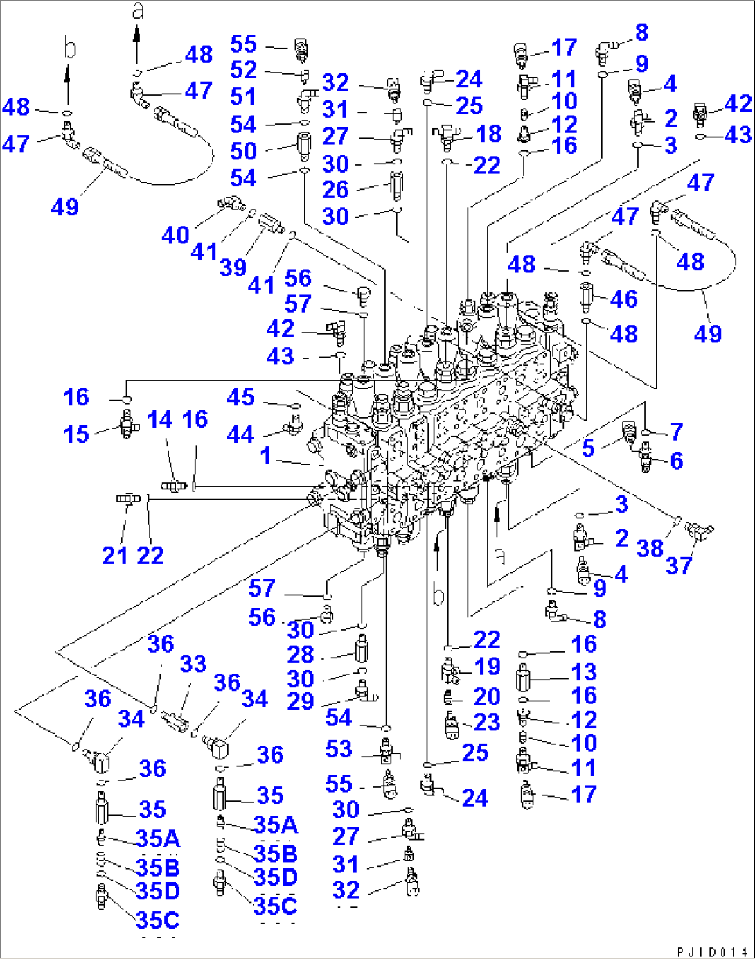MAIN VALVE (CONNECTING PARTS) (TUNNEL SPEC.) (DRAWBAR PULL UP SPEC.)(#11632-)