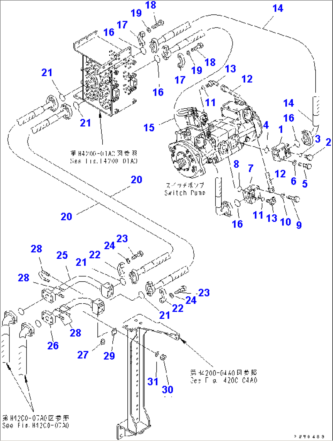 HYDRAULIC LINE (SWITCH PUMP TO FRONT TUBE 1/2)(#50001-50002)