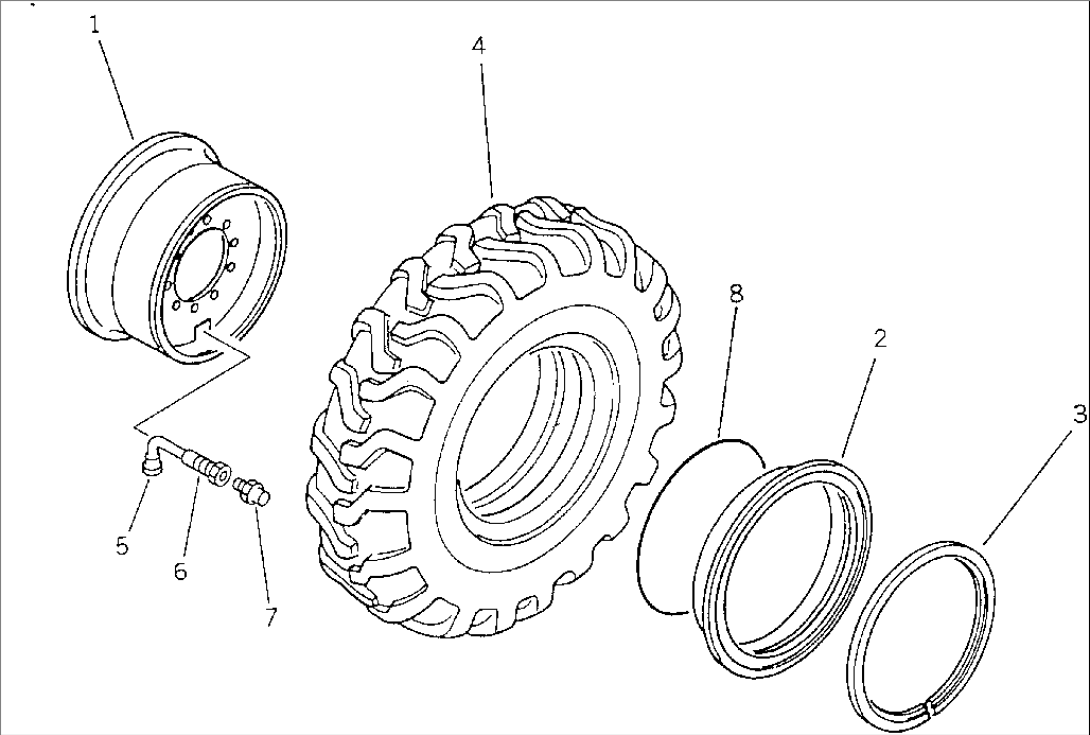 WHEEL AND TUBELESS TIRE