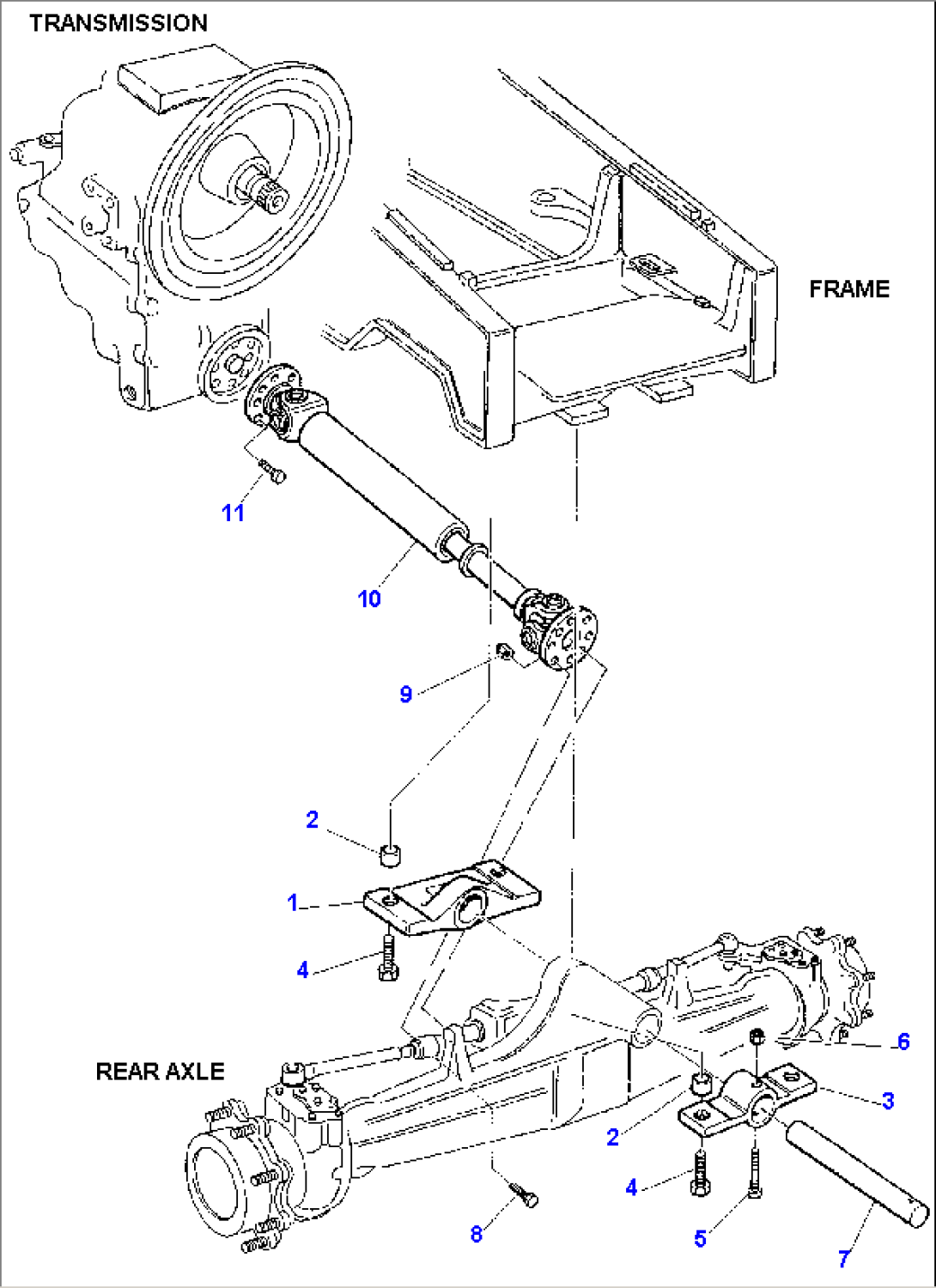 FRONT PROPELLER SHAFT AND FRONT AXLE FIXING (4WD)