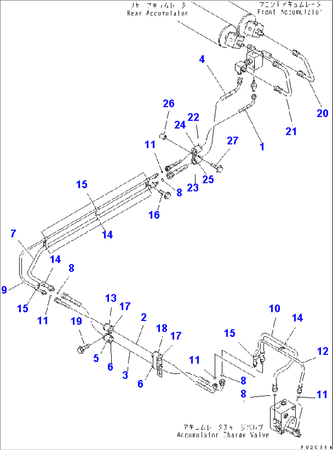 HYDRAULIC PIPING (ACCUMULATOR TO CHARGE VALVE)