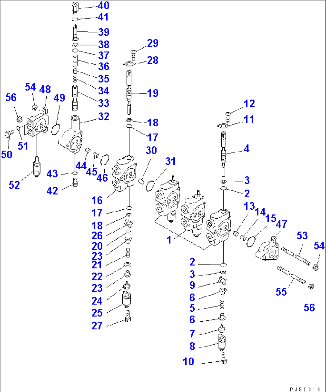 HYDRAULIC CONTROL VALVE¤ R.H. (4-SPOOL) (WITH VARIABLE BLADE)(#2001-)