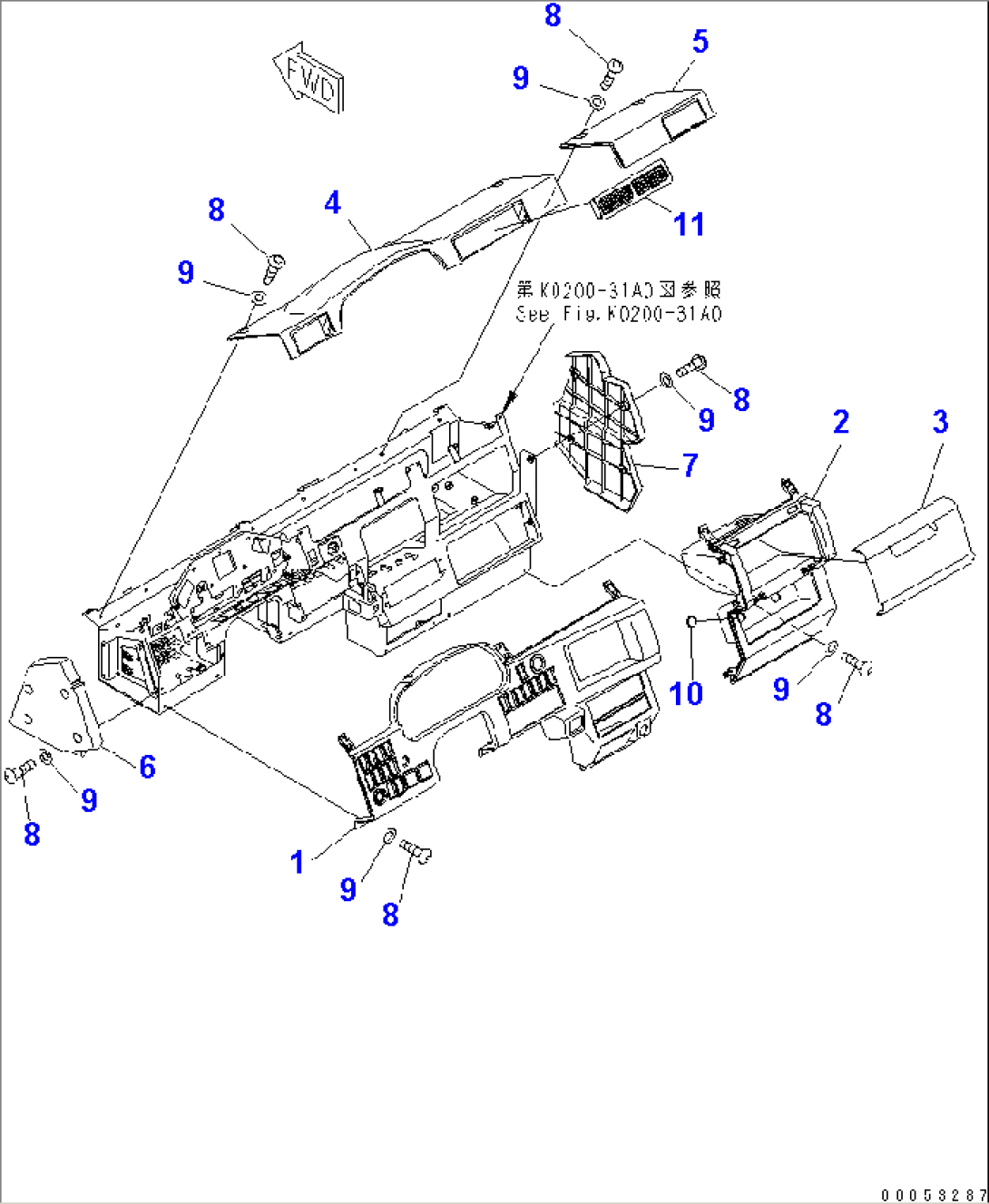 FLOOR (DASHBOARD 2/2) (FOR REAR VIEW TV MONITOR)(#7001-)