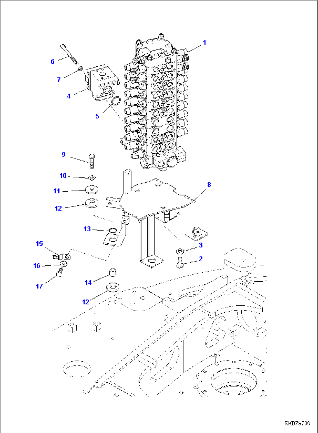 MAIN CONTROL VALVE, FOR MACHINE WITH 2-PIECE BOOM, MOUNTS