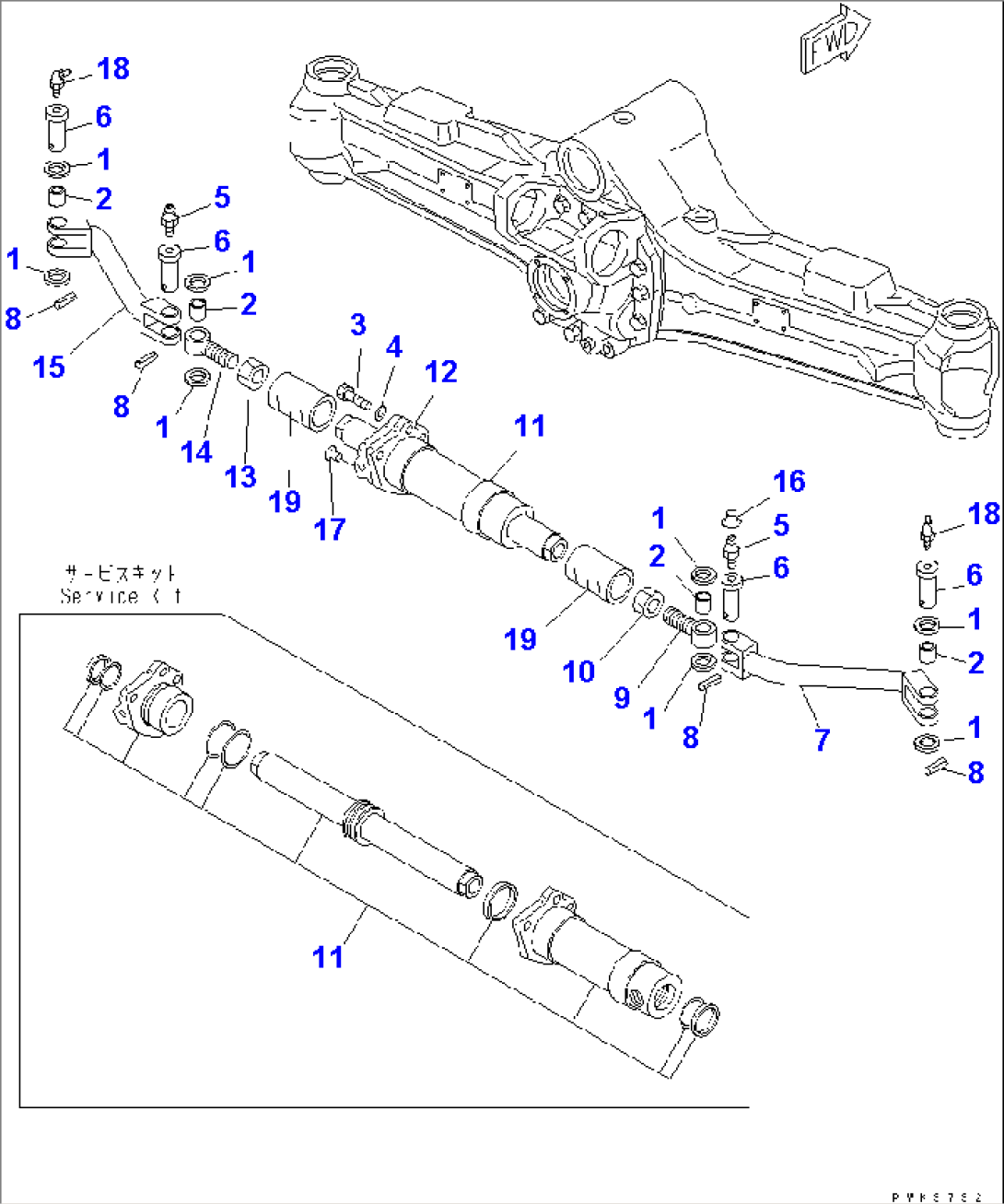 FRONT AXLE (STEERING CYLINDER AND TIE ROD)