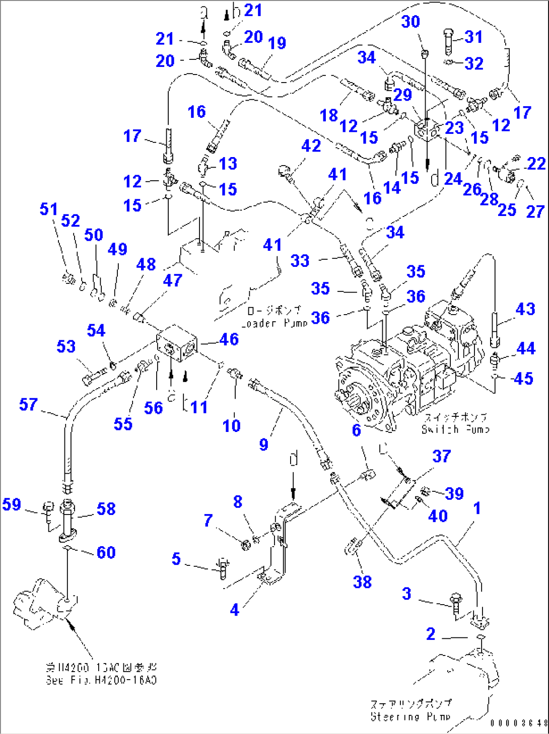 HYDRAULIC LINE (P.P.C. VALVE LINE¤ REAR 2/3) (WITH ACTIVE WORKING)(#51001-)