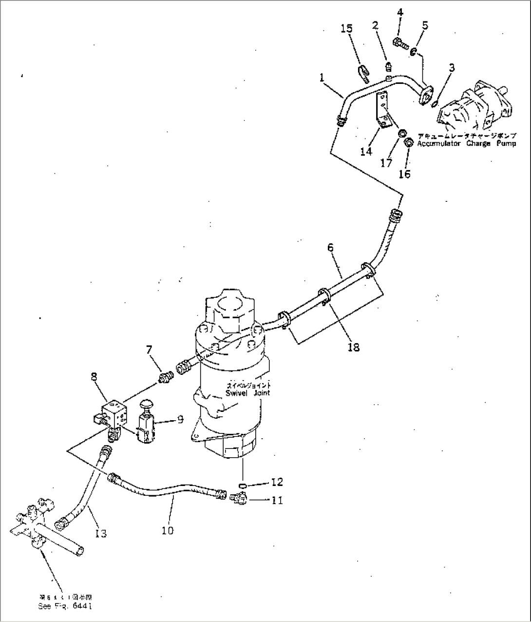 HYDRAULIC PIPING (ACCUMULATOR CHARGE PUMP TO SWIVEL JOINT)