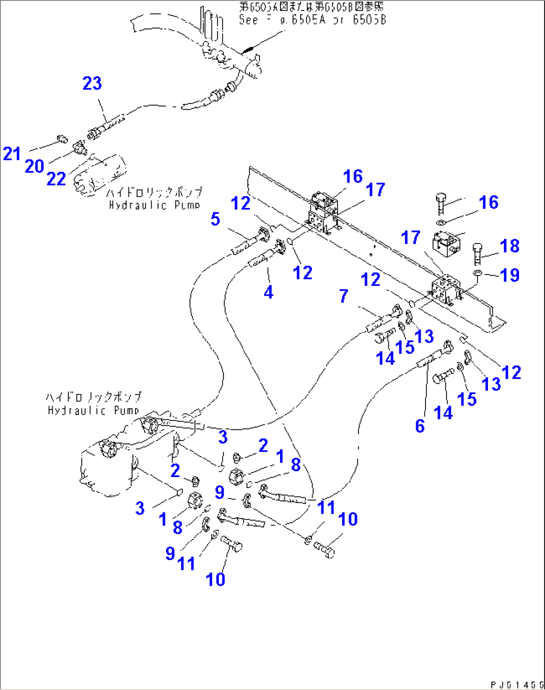 HYDRAULIC PIPING (TRAVEL MOTOR LINE) (2/4)(#11003-)