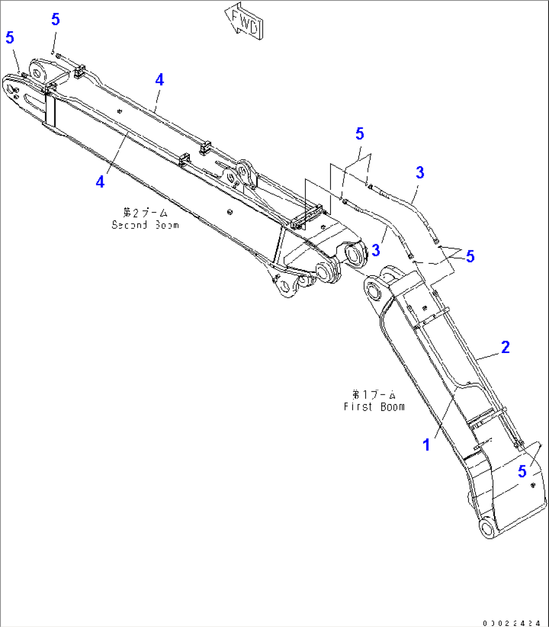 2-PIECE BOOM (ADDITIONAL PIPING) (CLAMSHELL LINE) (PIPING)