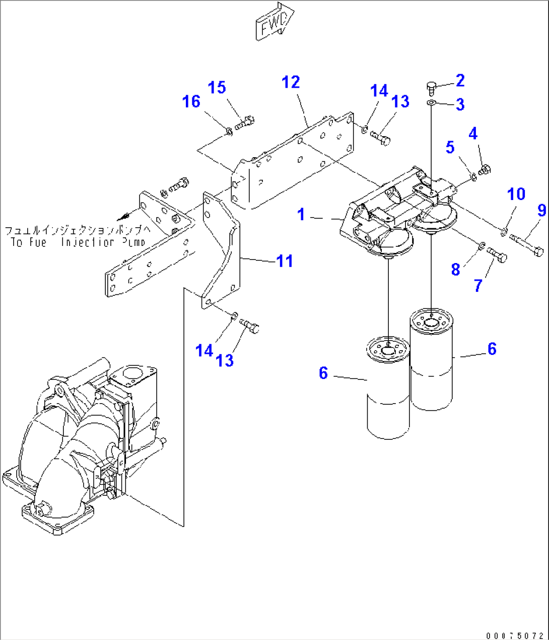 FUEL FILTER (R.H. BANK) (EXTREMELY BAD FUEL ARRANGE MENT SPEC.) (WATER+DUST)(#500584-)