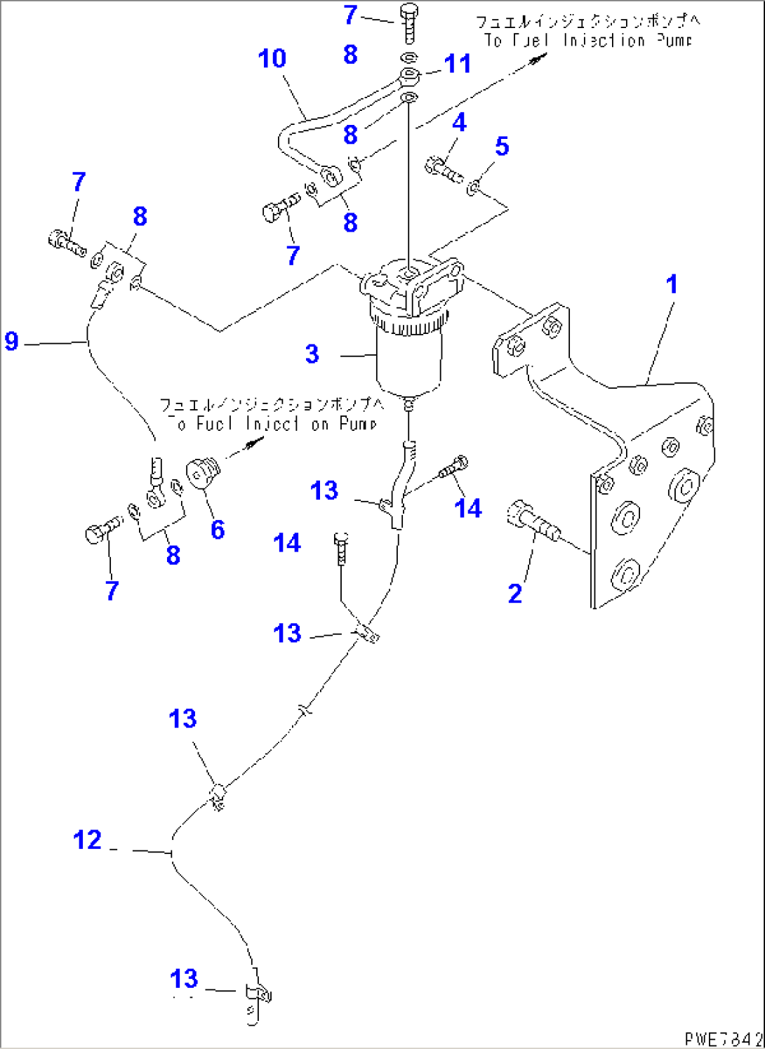 FUEL LINE (WATER SEPARATOR AND PIPING) (WITH WATER SEPARATOR)