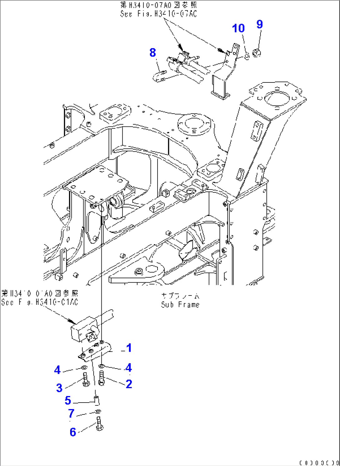 HYDRAULIC PIPING (PIPING MOUNTING PARTS¤ FRONT FRAME SIDE) (HEATER MIRROR)(#1626-)
