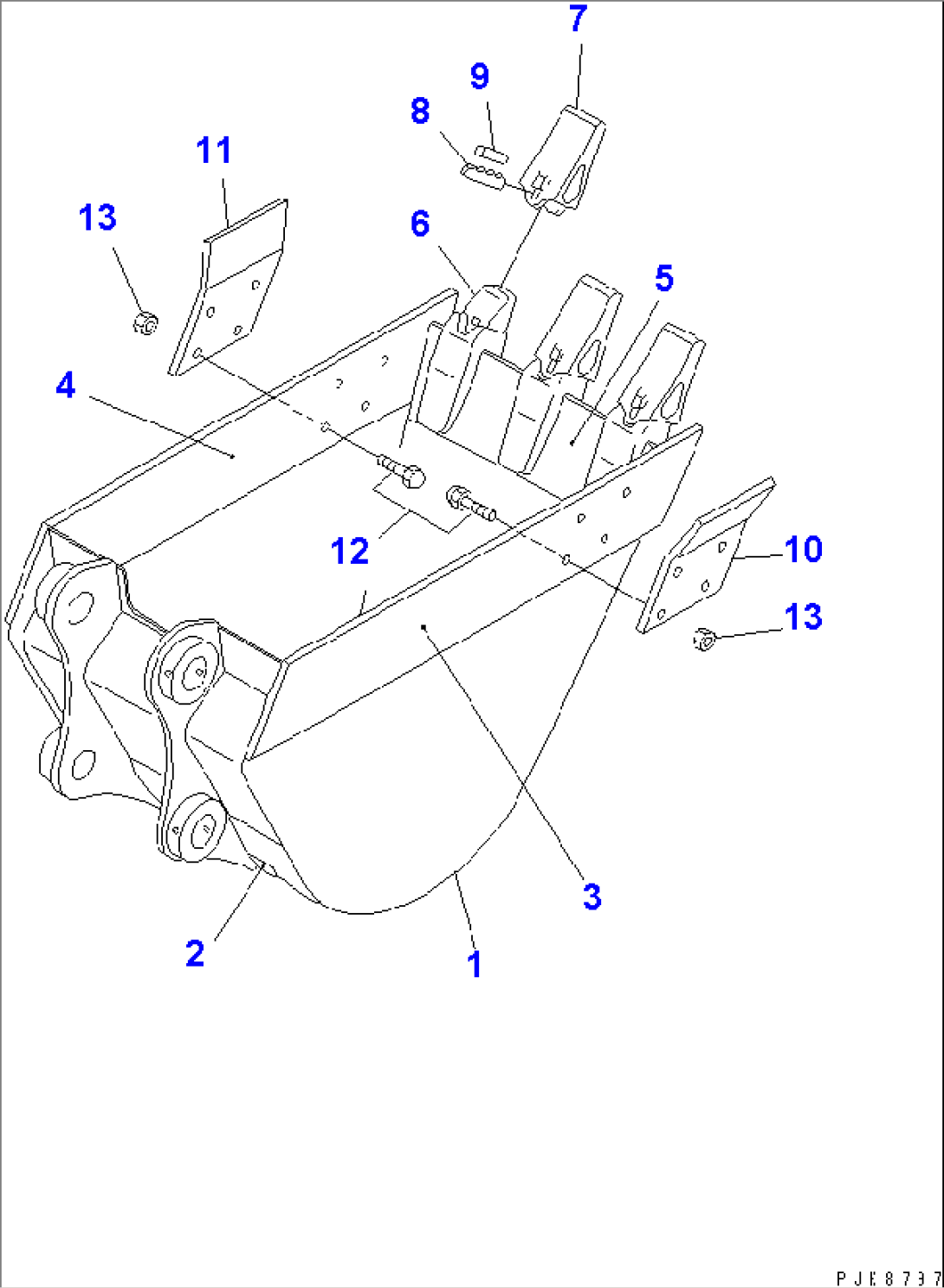 BUCKET¤ 0.12M3 (MINI 0.20M3) WIDTH 480MM (VERTICAL PIN TYPE)(#18001-)