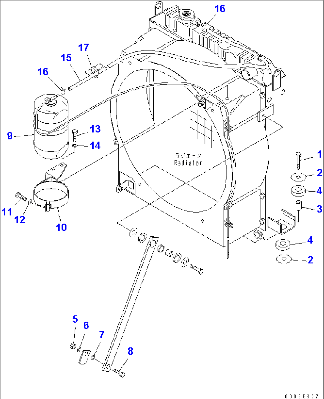 RADIATOR (RESERVE TANK¤ PIPING AND MOUNTING PARTS)(#11508-)