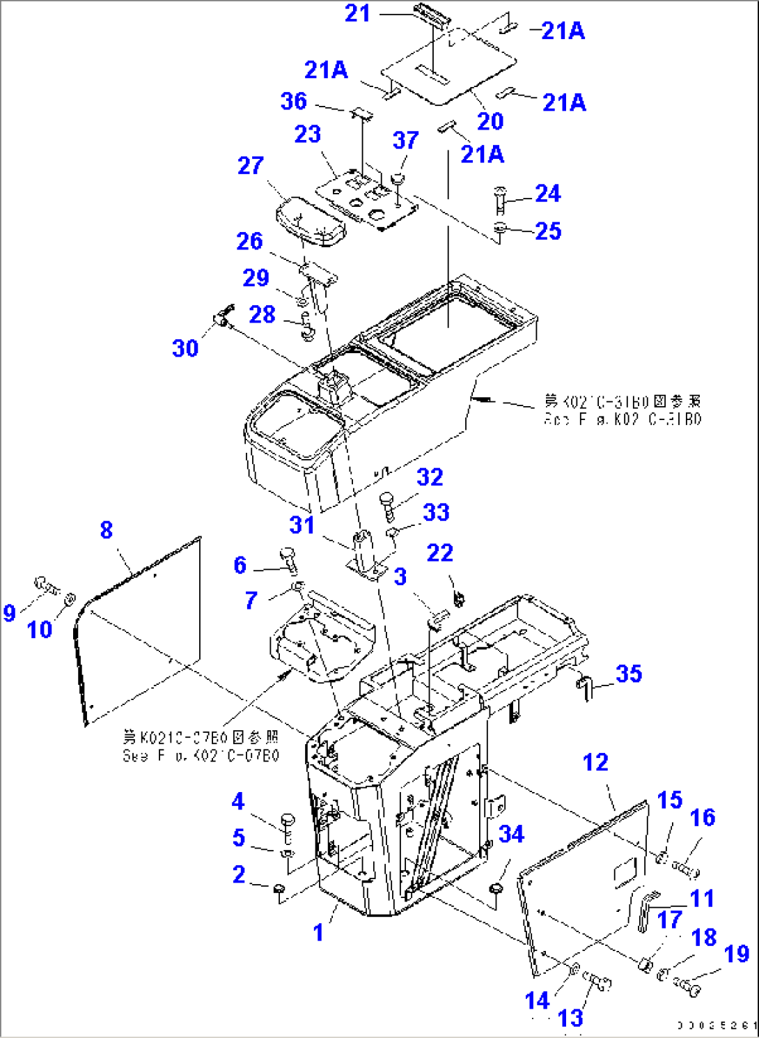 FLOOR (CONSOLE BOX) (R.H.) (FOR 2-PERSONS CAB) (SNOW REMOVING SPEC.)