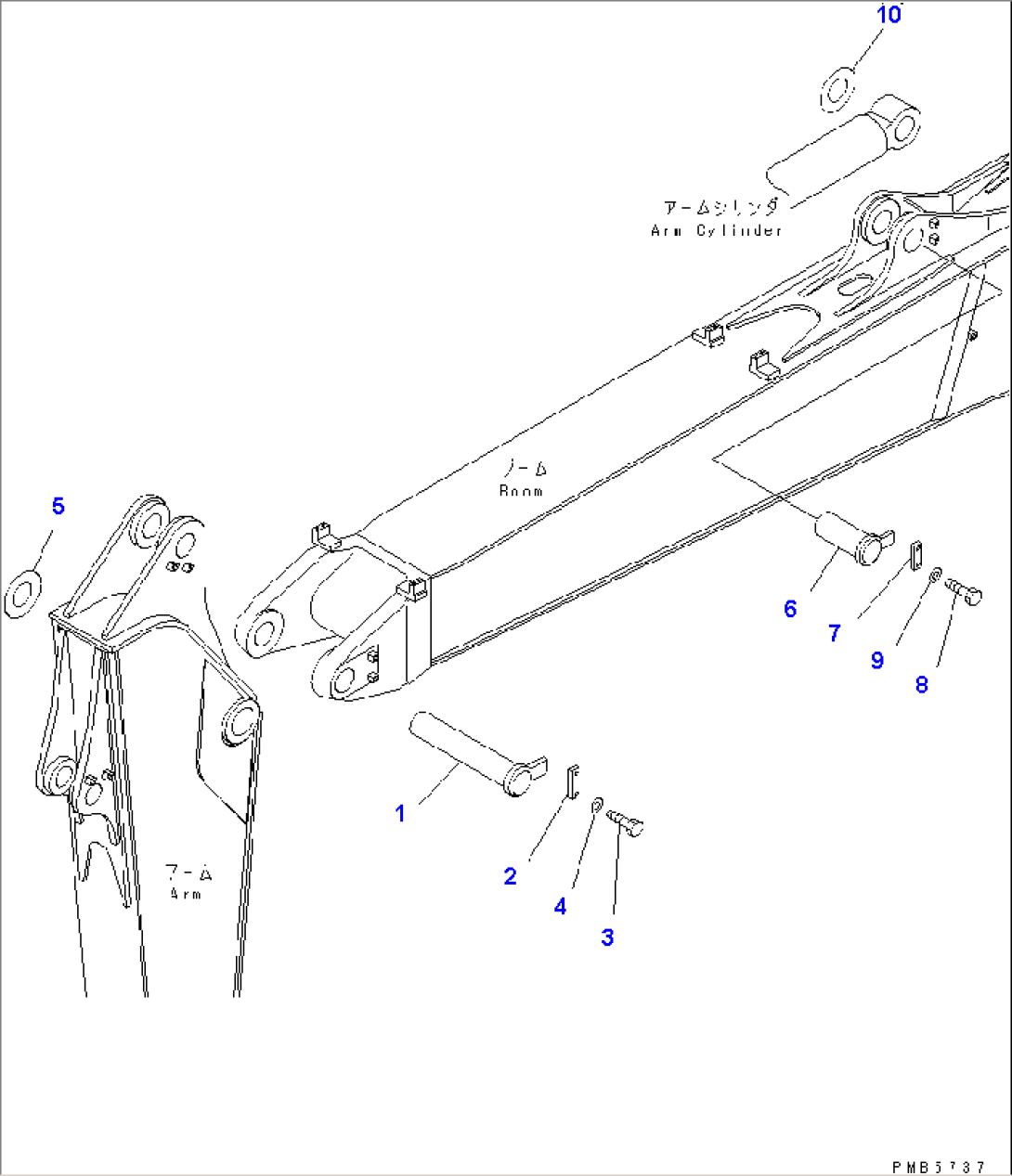 BOOM (TOP PIN AND ARM CYLINDER BOTTOM PIN)