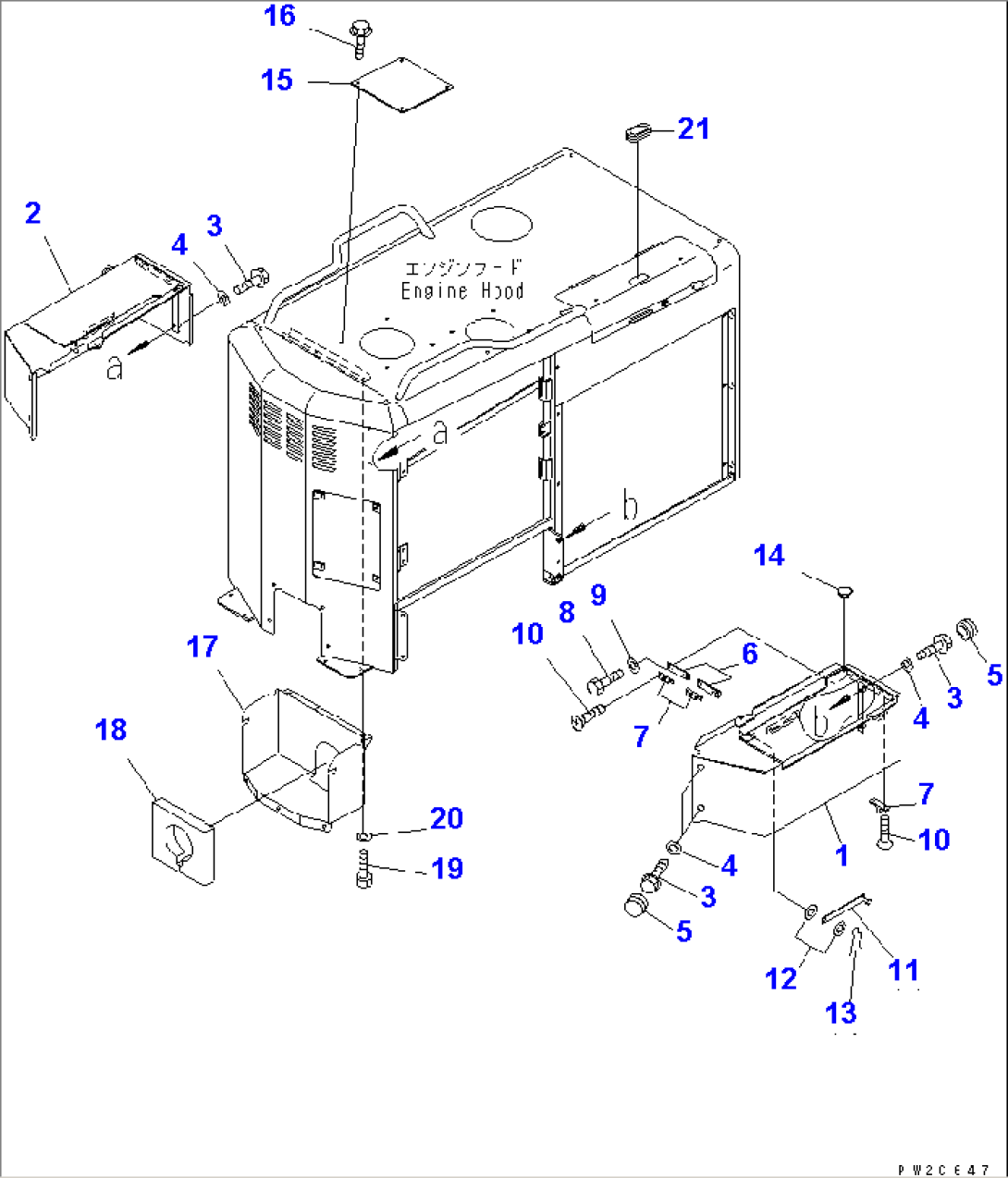 ENGINE HOOD AND RADIATOR GUARD (2/2)(#50001-51000)