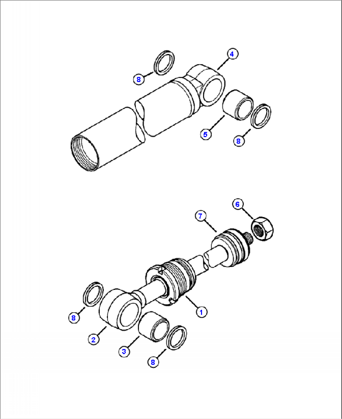 H3036-01A00B RIGHT BUCKET CYLINDER ROD AND BARREL