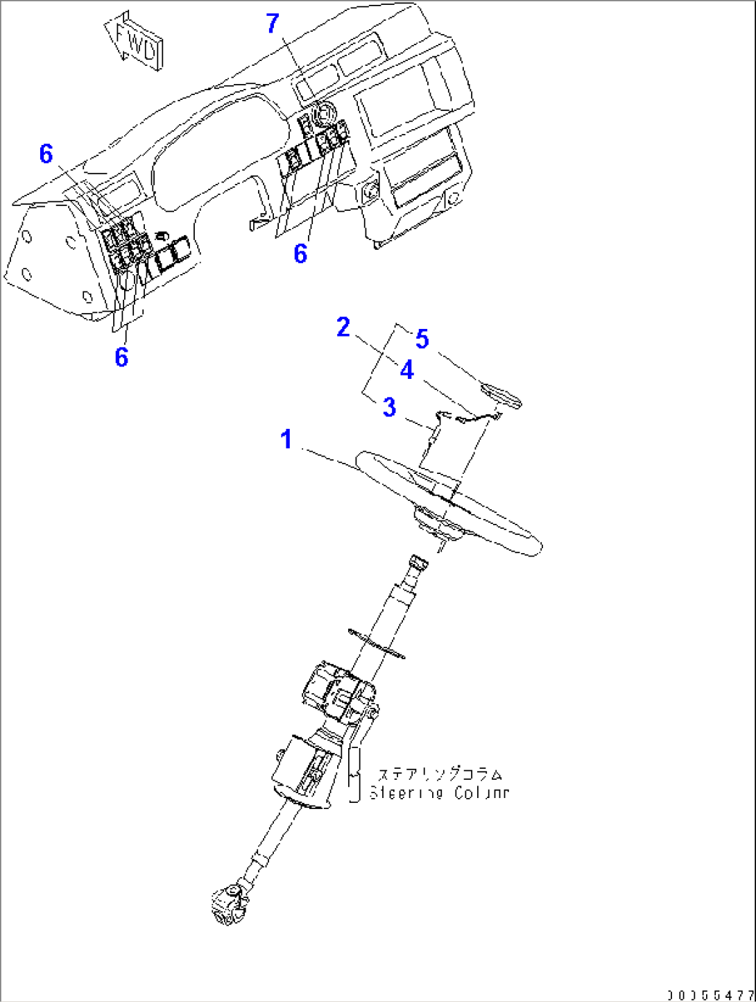 FLOOR (STEERING WHEEL AND MONITOR DECAL)(#7001-)