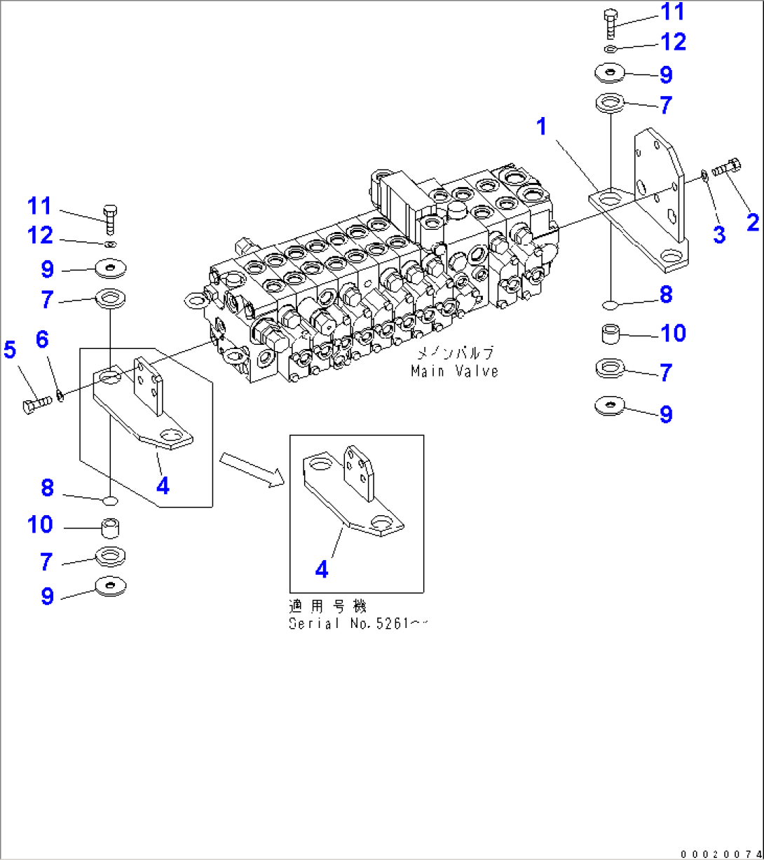 MAIN VALVE (BRACKET) (FOR POWER ANGLE POWER TILT) (FOR ATTACHMENTAND POWER ANGLE POWER TILT)