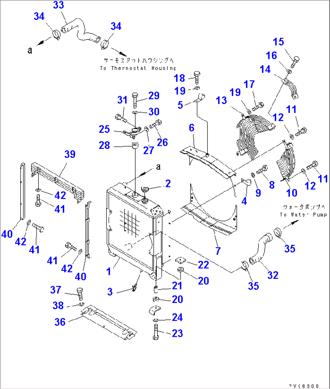 RADIATOR AND PIPING(FOR 25A ALTERNATOR OR SEALED TYPE ALTERNATOR)(#41184-)