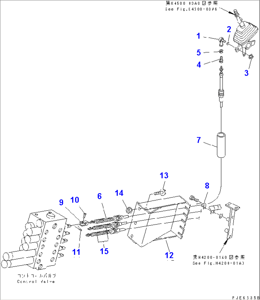 LOADER CONTROL (ATTACHMENT CONTROL LINKAGE) (WITH 5-SPOOL CONTROLVALVE)