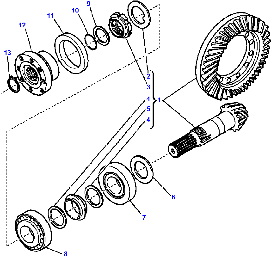FIG. F3410-01A0 FRONT AXLE - BEVEL GEAR AND PINION