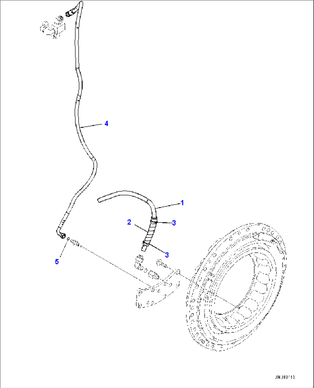 Front Axle, Piping, L.H. (#10001-)