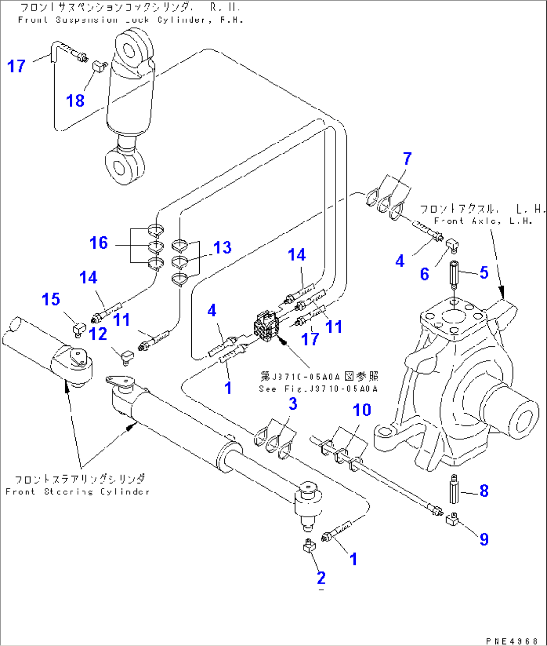 LUBRICATION PIPING (GREASE FRONT PIPING¤ L.H.) (1/3)(#53086-53105)