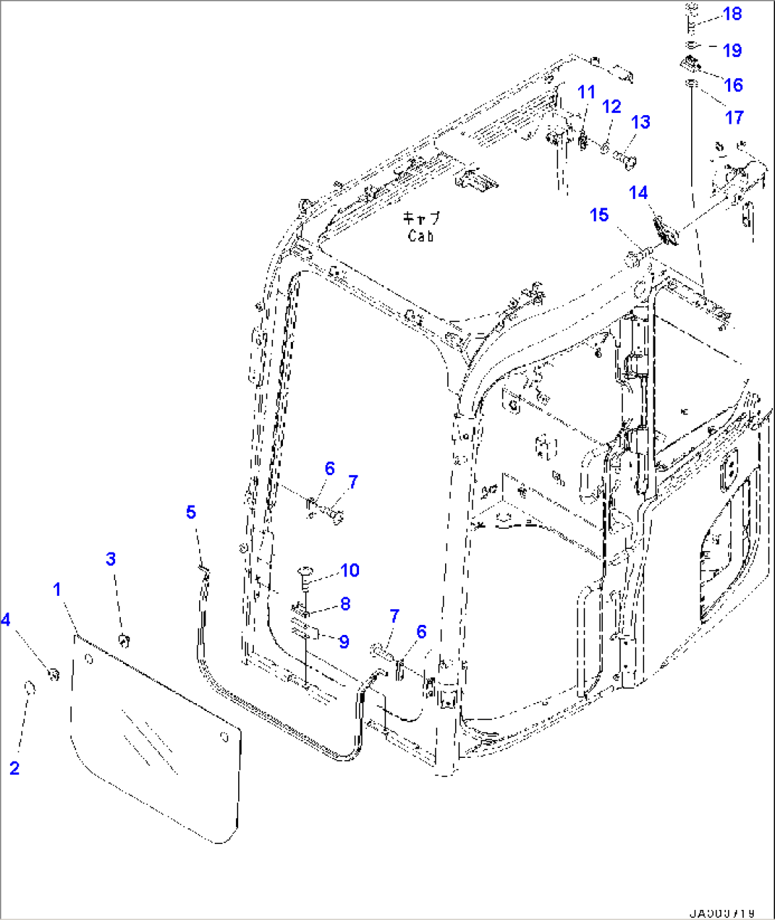 Cab, Front Lower Window (#5001-)