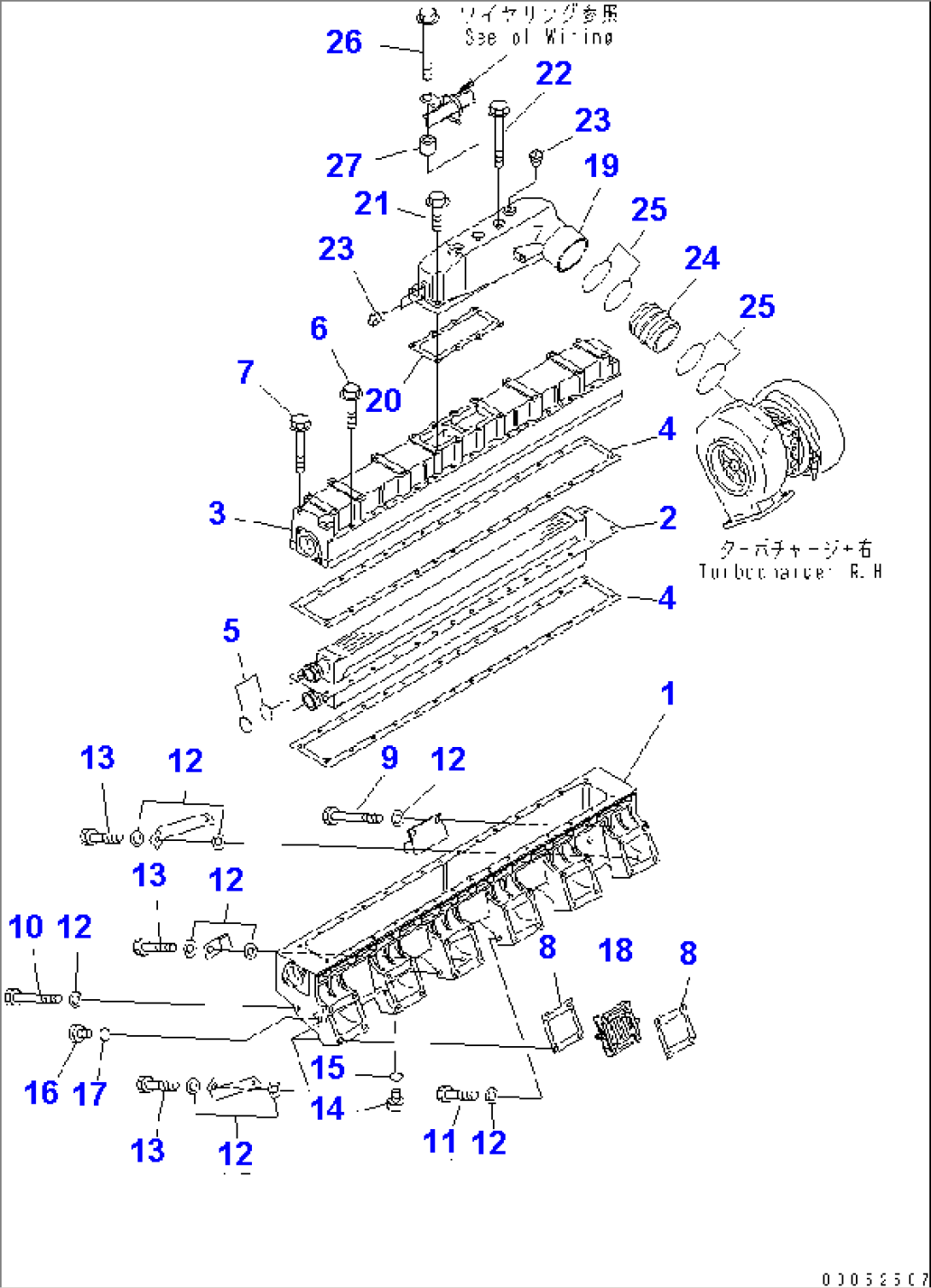 AIR INTAKE MANIFOLD AND AFTER COOLER (R.H. BANK) (WITHOUT CORROSION RESISTOR)(#14921-)