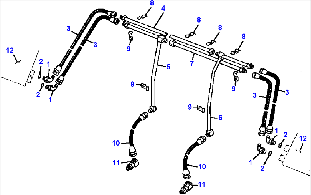 HYDRAULIC PIPING - MULTI-PURPOSE BUCKET (FOR MODEL 510C)