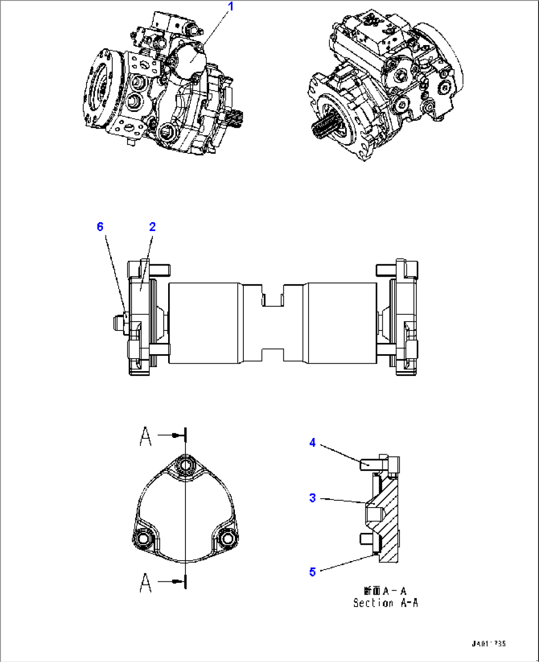 Hydrostatic Transmission (HST) Pump and Motor, Inner Parts, Pump (6/16) (#80001-)