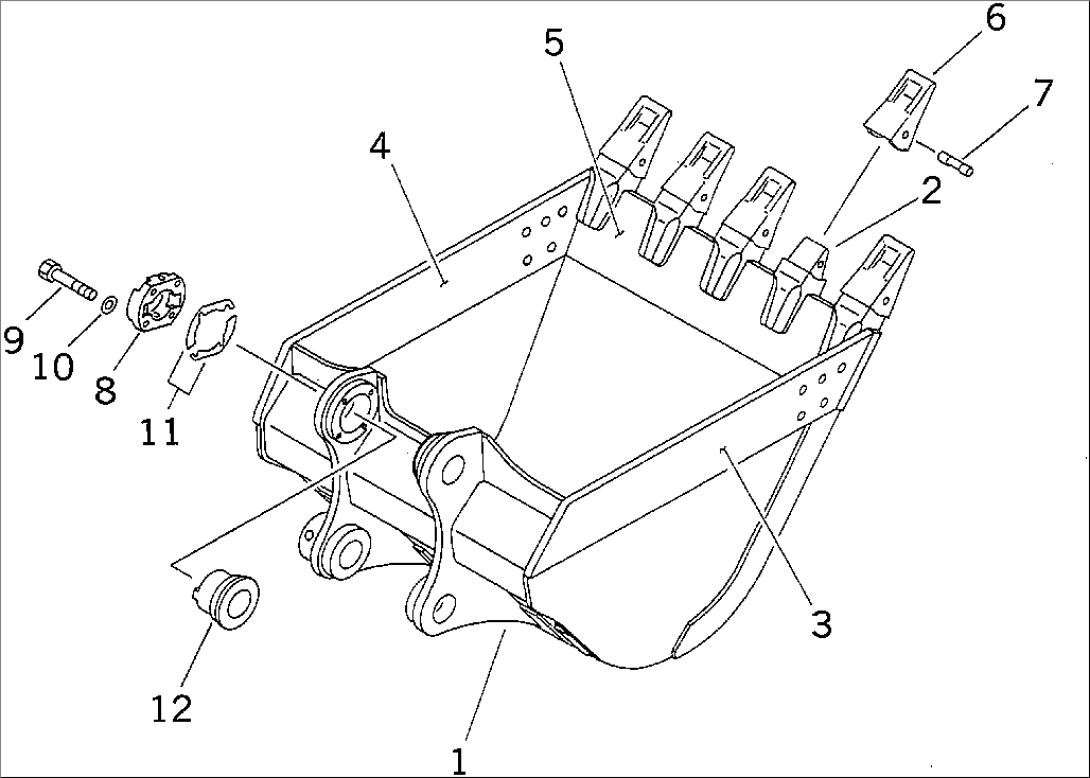 BUCKET¤ 1.2M3¤ 1340MM (HORIZONTAL PIN TYPE) (WITH ADJUSTING)(#30001-34267)