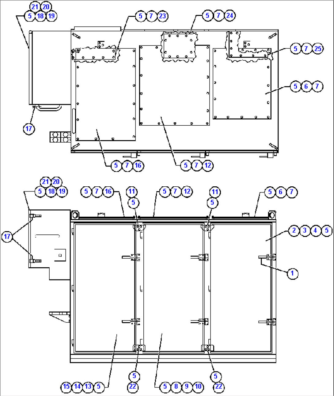 CONTROL CABINET (FRONT & TOP VIEW)