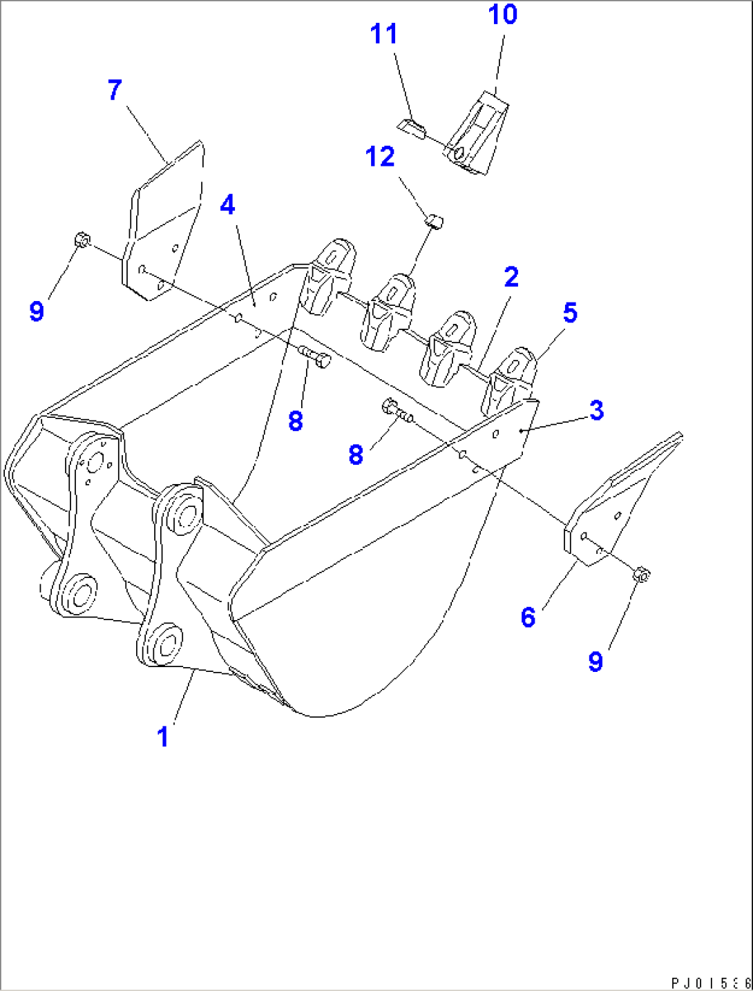 BUCKET¤ 0.32M3 WIDTH 725MM (WITH HOOK) (EXCEPT JAPAN)