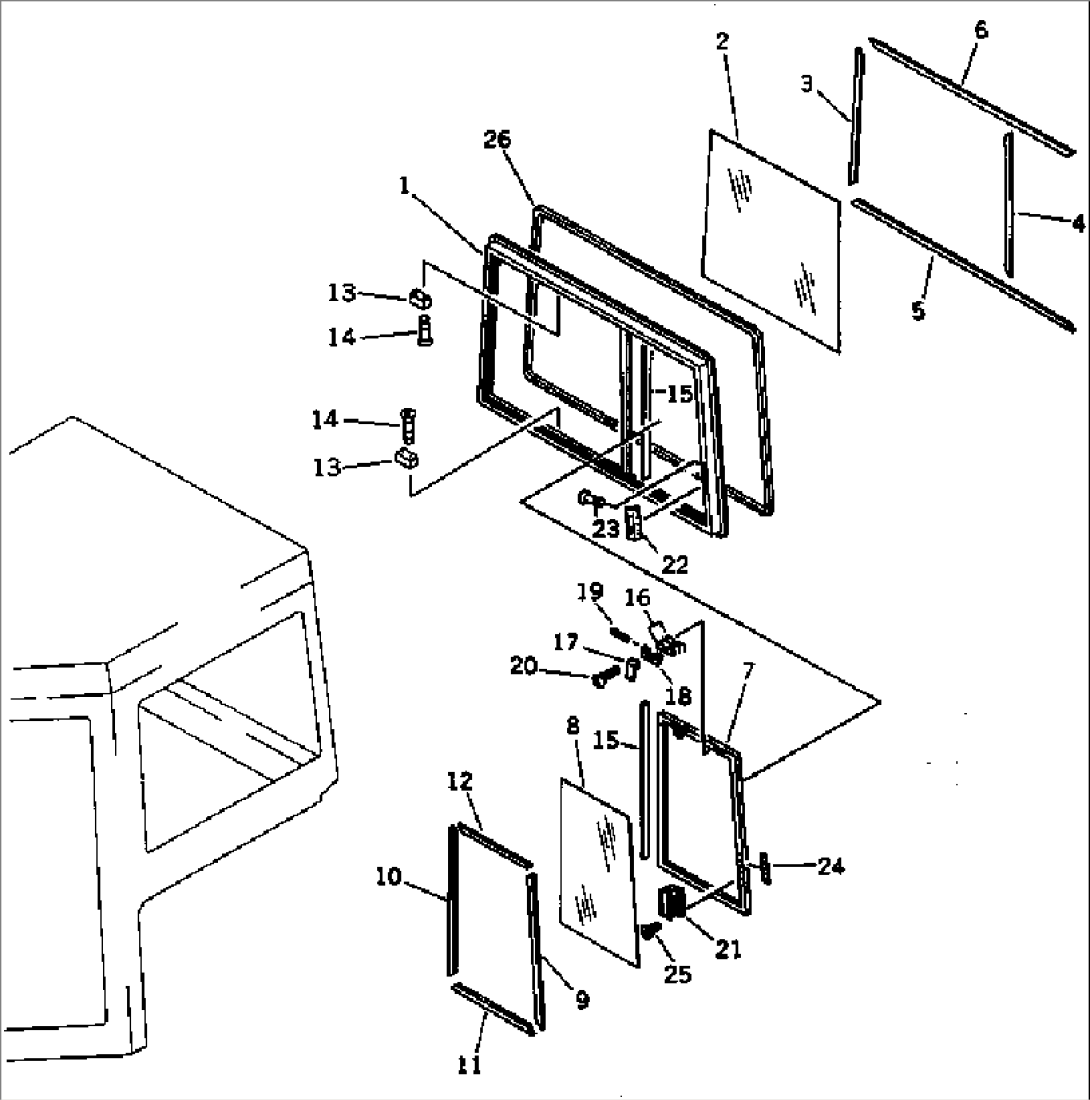 STEEL CAB (REAR WINDOW) (3/9) (WITH VENTILATOR)(#51280-)