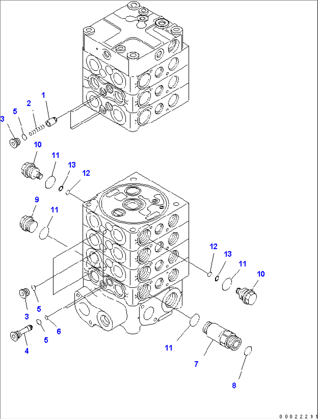 MAIN VALVE (7-SPOOL) (4/9) (FOR ONE-PIECE BOOM)