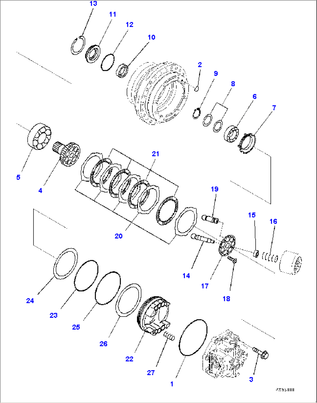 Track Frame, With Full Length Track Roller Guard, Inner Parts, Travel Motor (2/6) (#65001-)