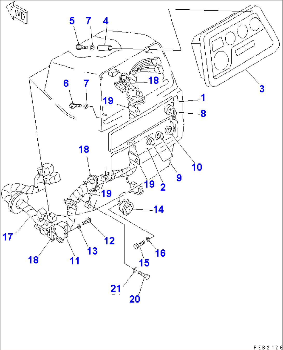DASHBOARD (WITHOUT AIR CON.) (WITH SIDE COVER) (PANEL AND WIRING)(E.M.C. SPEC.)