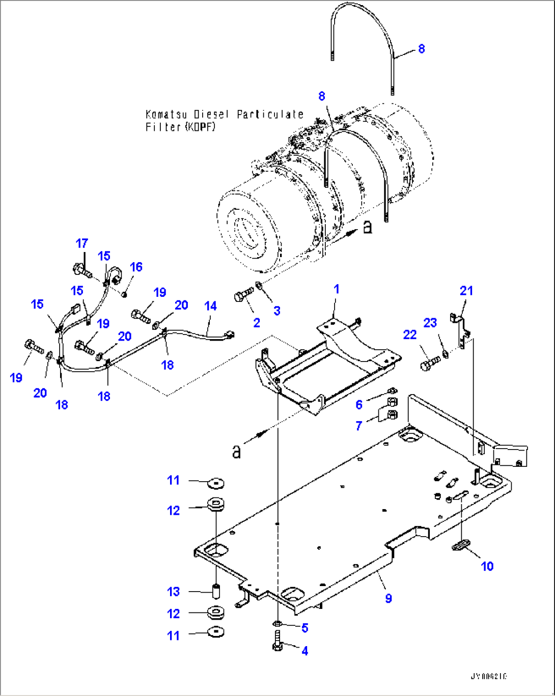 Exhaust Piping, Komatsu Diesel Particulate Filter (KDPF) Mounting (#10001-)