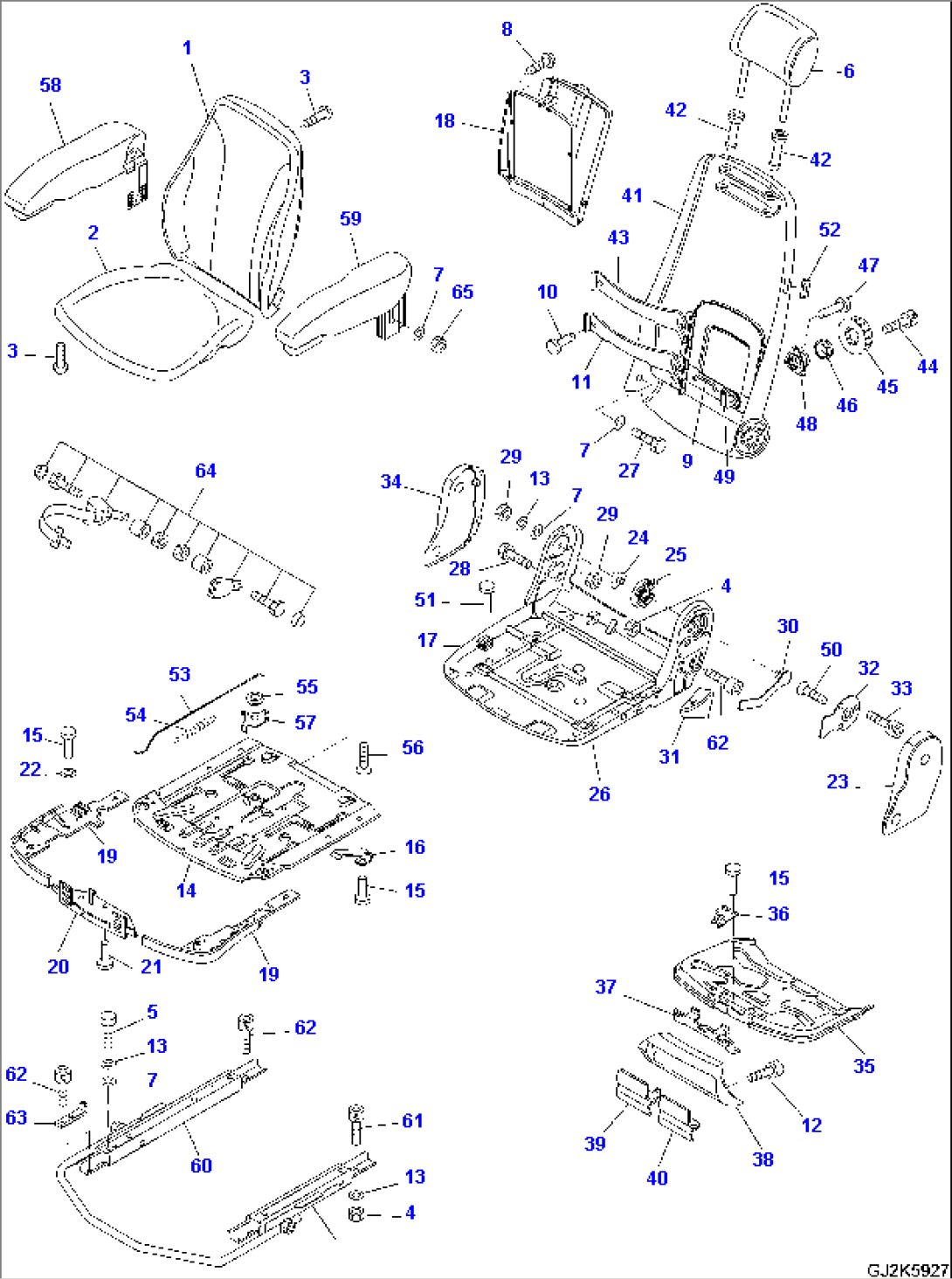 OPERATOR´S SEAT ASSEMBLY, 1/2 (MECHANICAL SUSPENSION)
