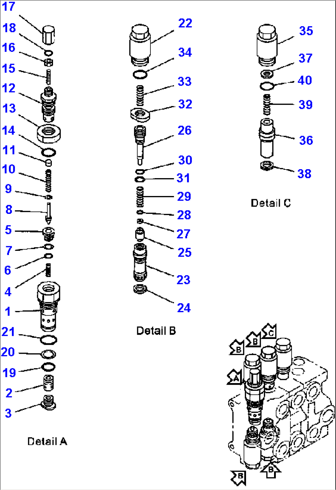 FIG. H4200-01A4 THREE-SPOOL HYDRAULIC CONTROL VALVE - RELIEF, SUCTION AND SAFETY VALVES