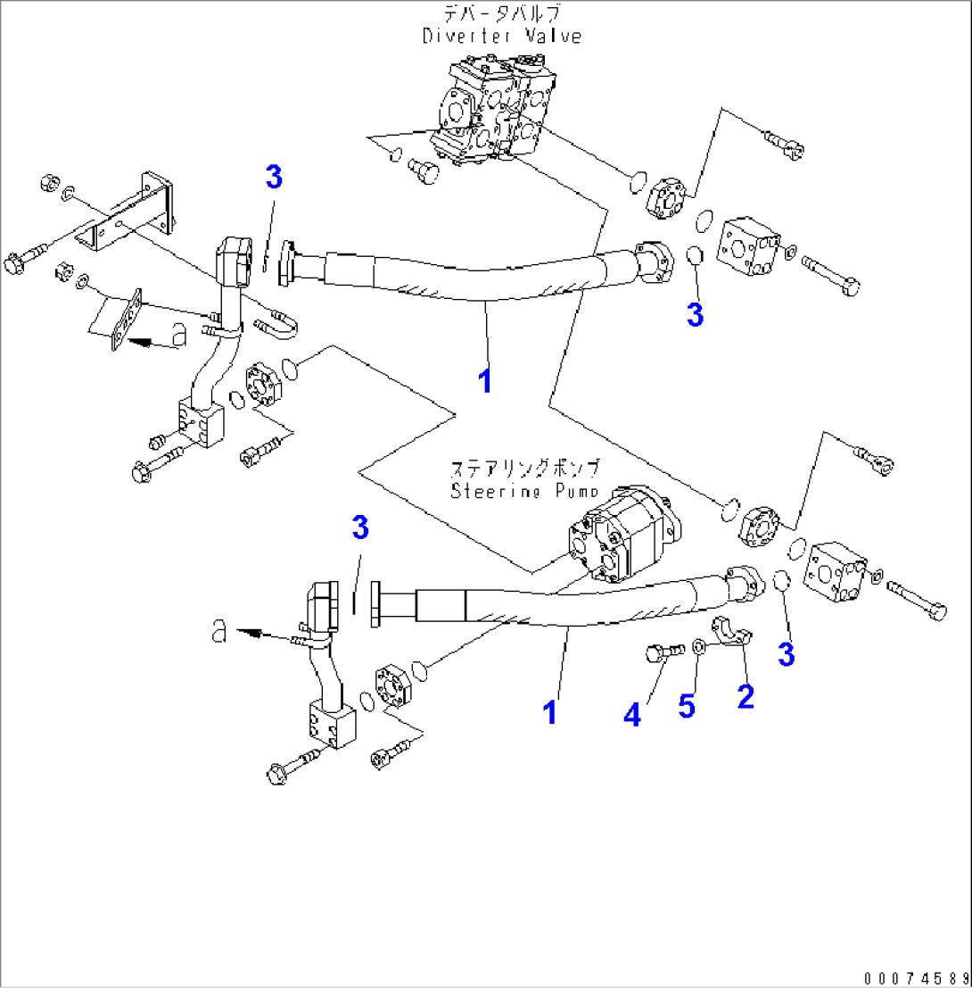 EMERGENCY STEERING PIPING (DIVERTER VALVE TO PUMP)(#51075-)