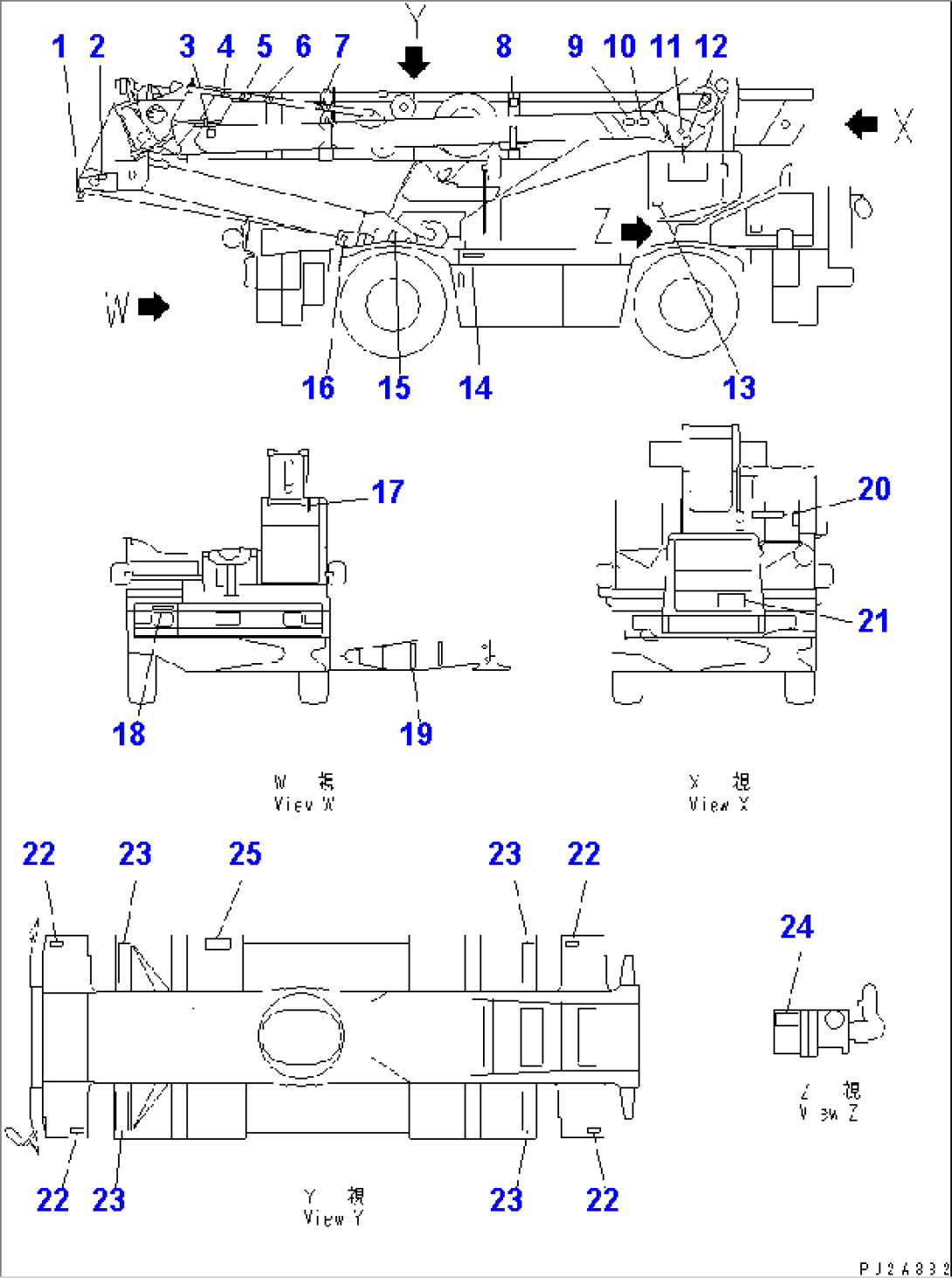 MARKS AND PLATES (MANUAL TILT JIB SPEC.) (ENGLISH) (1/2)(#53001-53199)