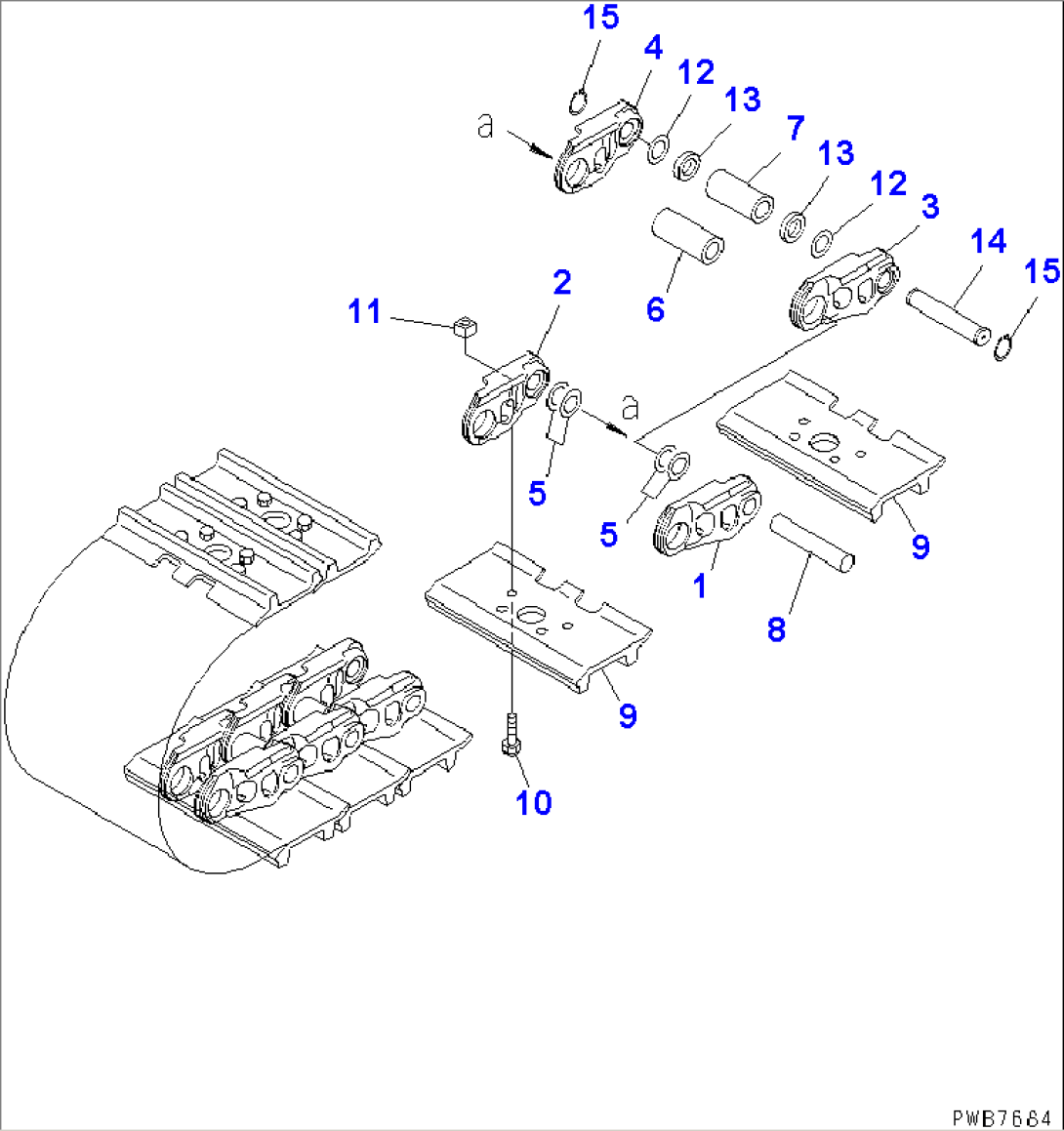 TRACK SHOE (DOUBLE GROUSER WITH HOLE) (1000MM WIDE)(#30001-)