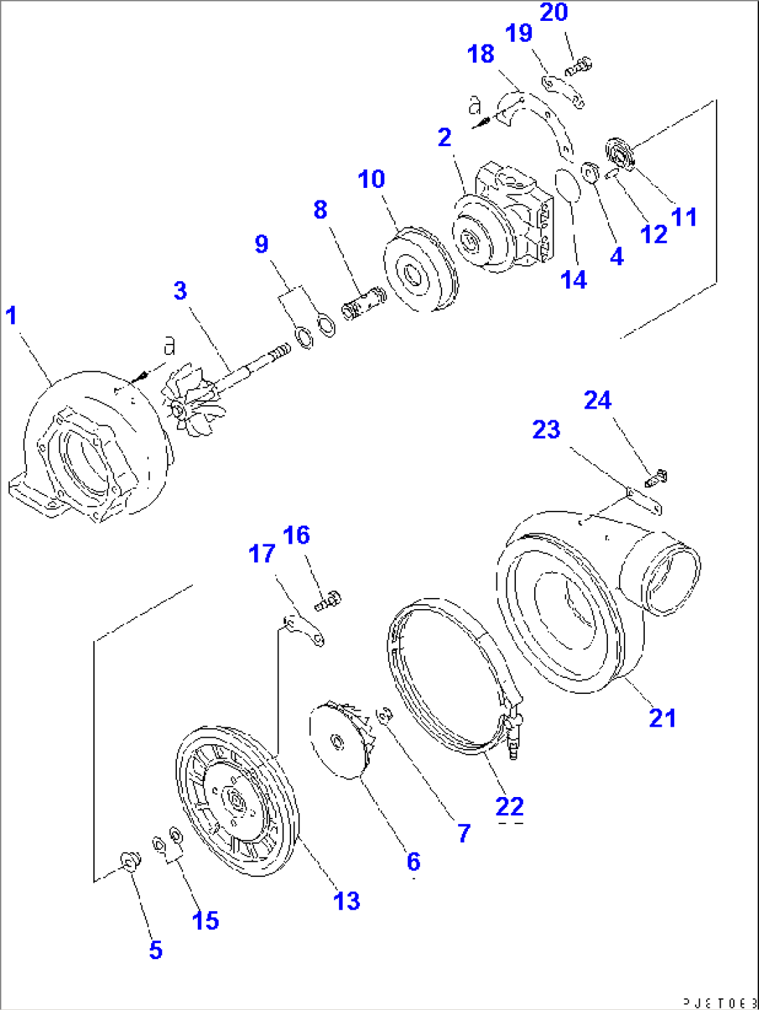 TURBOCHARGER (KTR110G-F45C) (INNER PARTS)(#11530-11833)