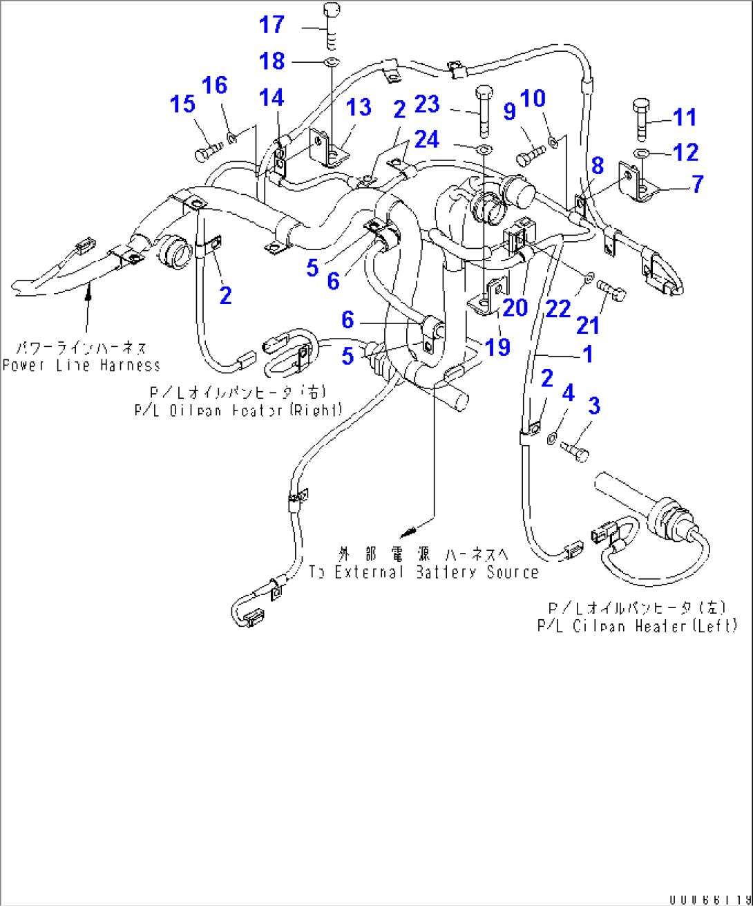 WIRING (POWER LINE HARNESS) (WITH ENGINE OIL AND COOLANT HEATER)(#1201-)