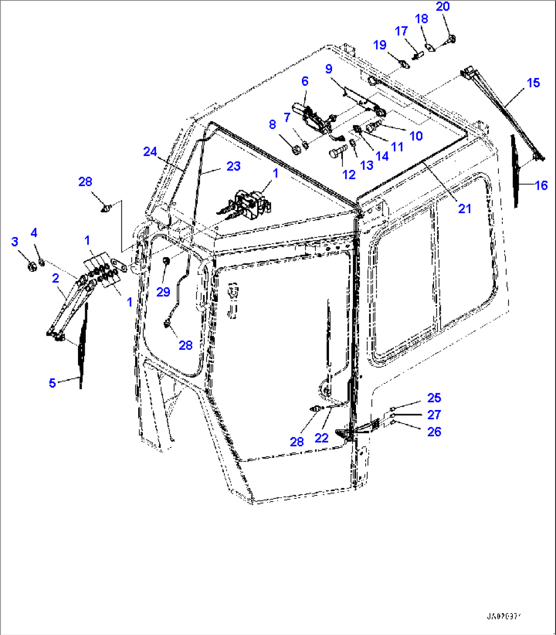 Cab, Front and Rear Wiper (#12157-)